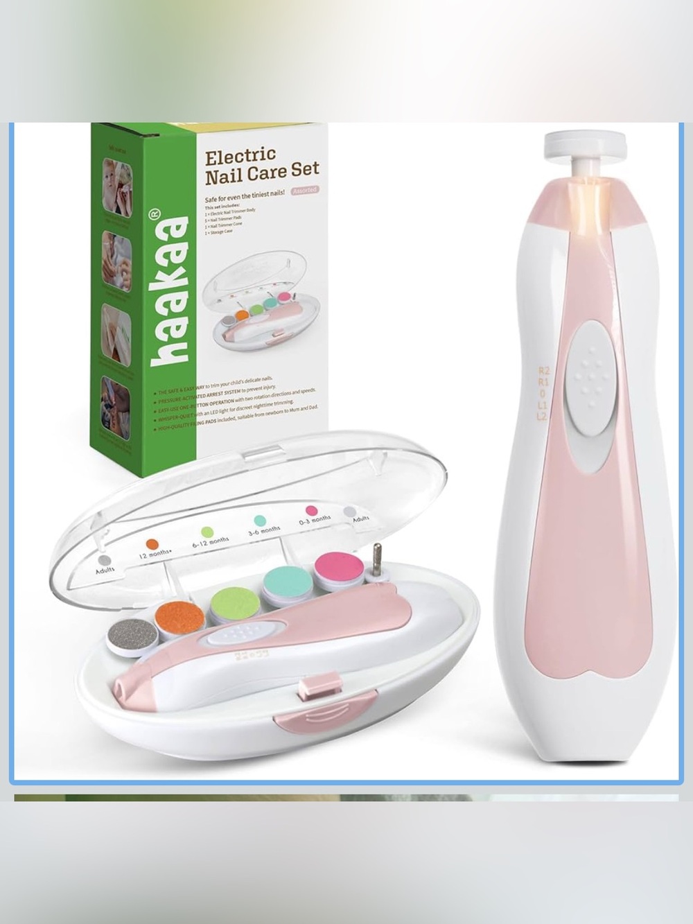 [Haakaa] Pink & White Electric Baby Nail Care Kit